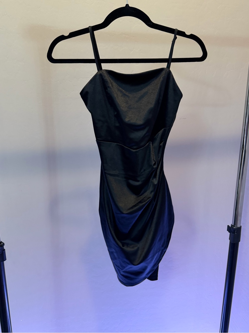 Emerald Sundae Black Satin Bodycon Dress